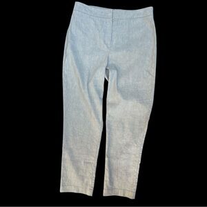 SARAH PACINI M (8/10) gray shimmer linen blend stretch flat front zip capri pant